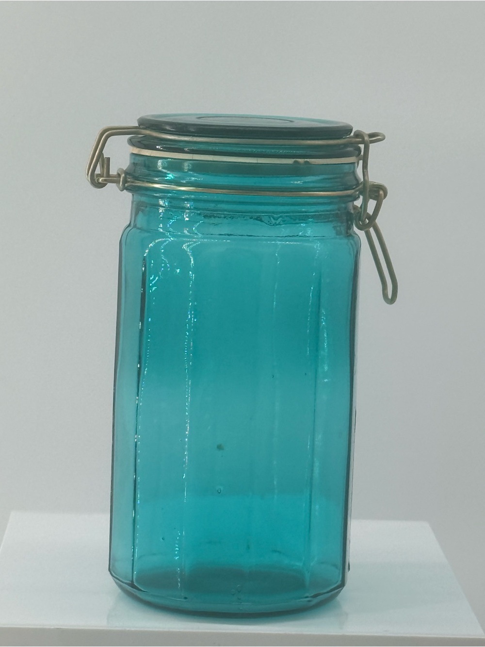 Airtight Glass Storage Jar - Teal Blue Swing-Top Canister